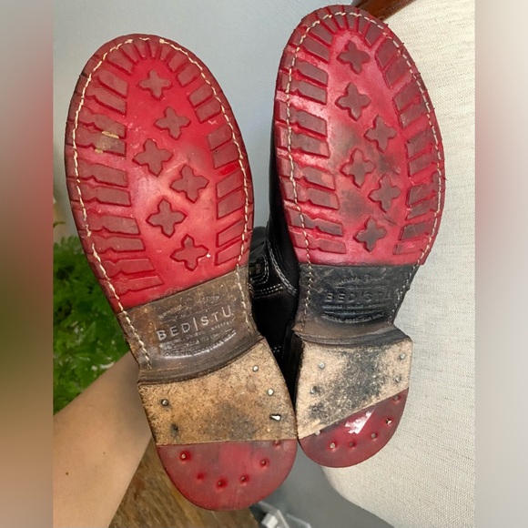 CCO🎉⬇️SHIP Bed Stu Eiffel WomenS 6 Bed Stu Eiffel Black Leather Zip Heeled Boots - Picture 13 of 14